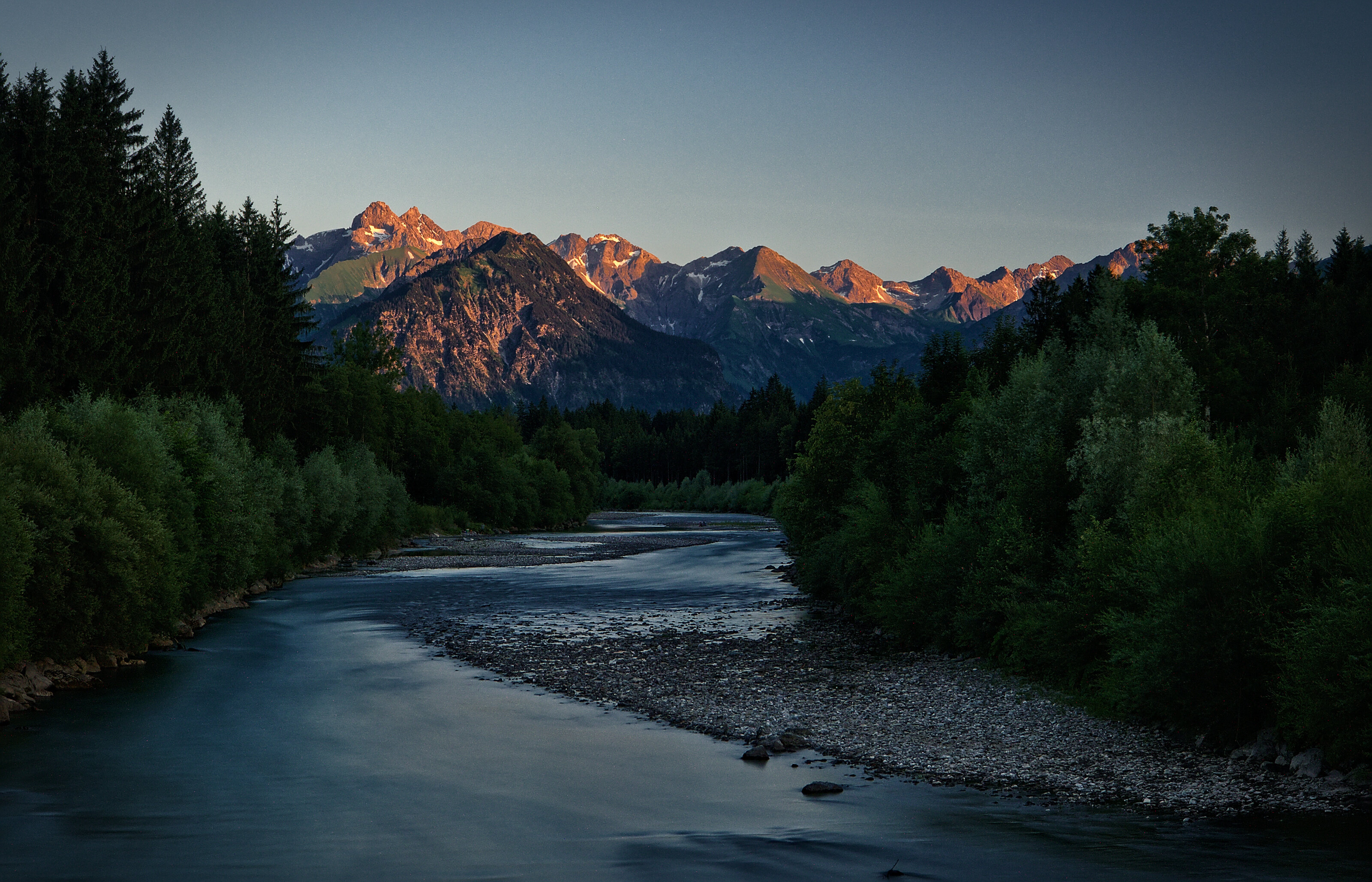 The Iller River with Alpine Glow
