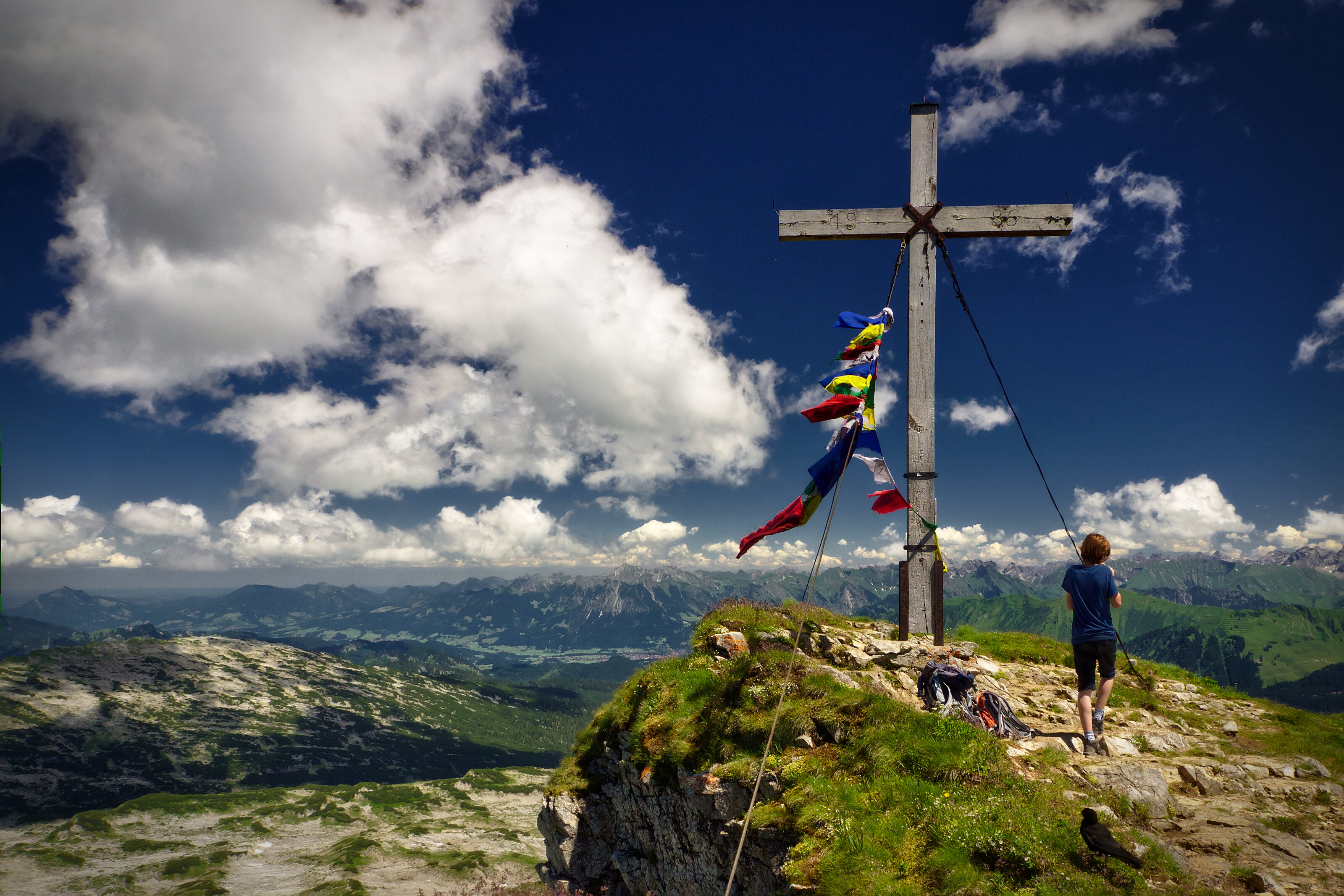 Summit Cross with Prayer Flags