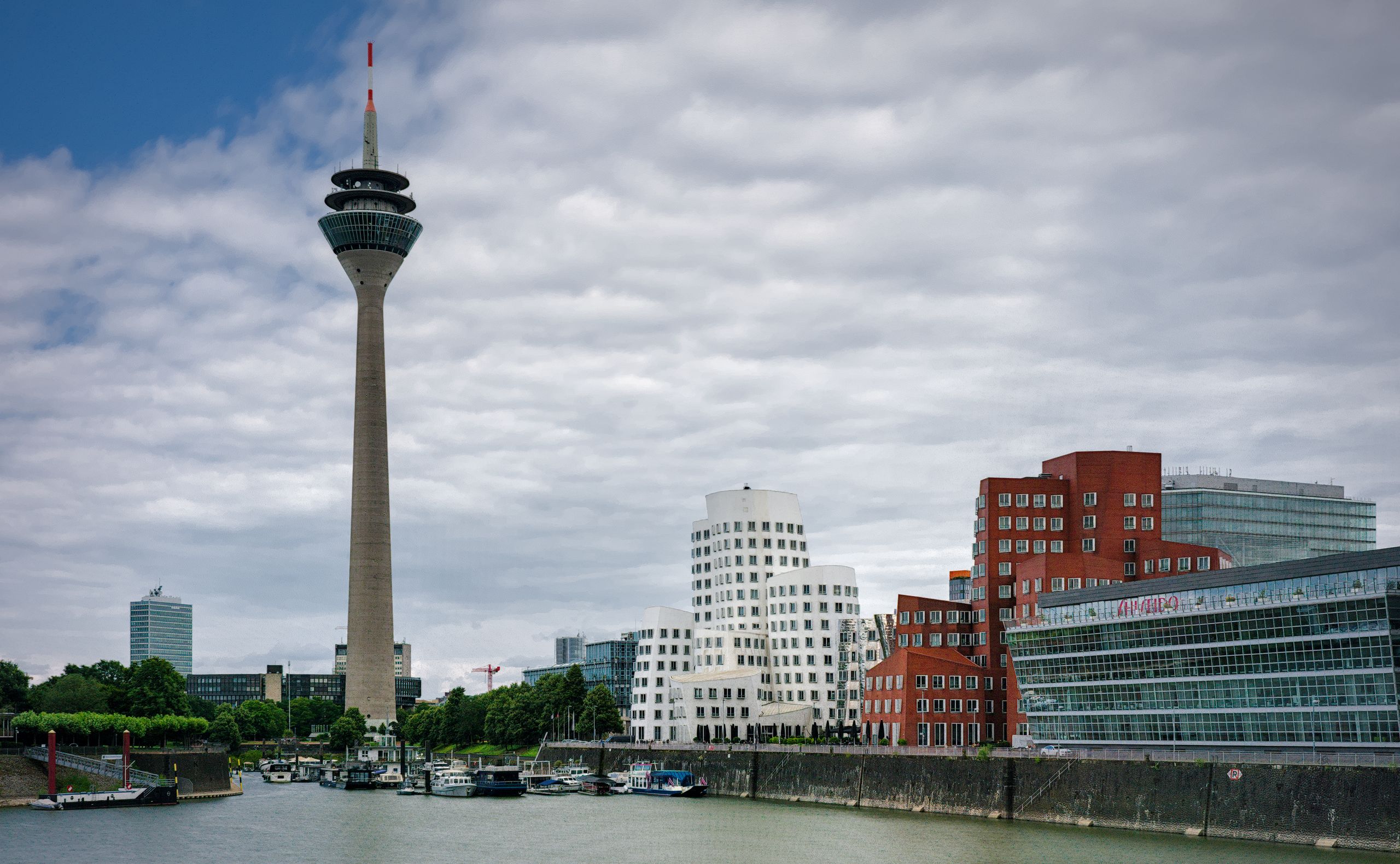 Neuer Zollhof and Rhine Tower